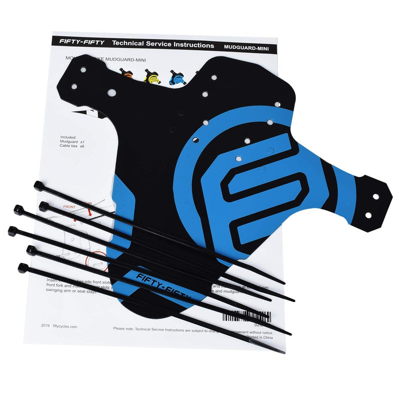FIFTY/FIFTY Mountain Bike Fender, MTB Mudguard, Front and Rear Compatible Bicycle Mudguard, Fits 26", 27.5", 29", Plus Size and Fat Bike Wheel Sizes Blue 1 Pack - BeesActive Australia