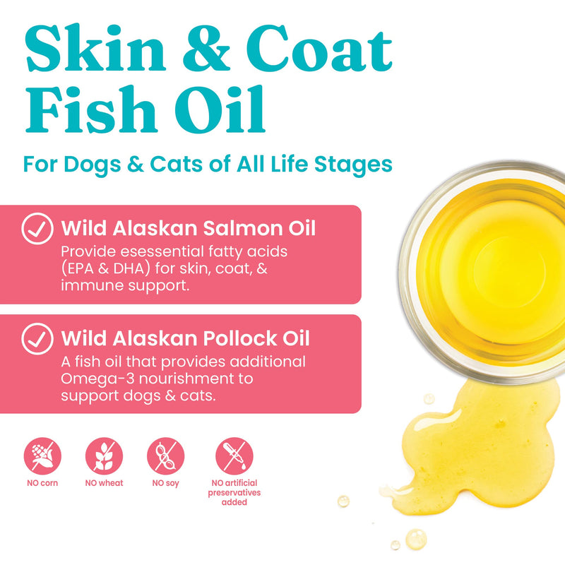 Solid Gold Fish Oil for Dogs & Cats - Wild Alaskan Salmon Oil for Dogs Skin and Coat Support - Omega 3 Pollock Oil Blend and Fatty Acids with EPA & DHA for Immune System Health 8 oz - BeesActive Australia