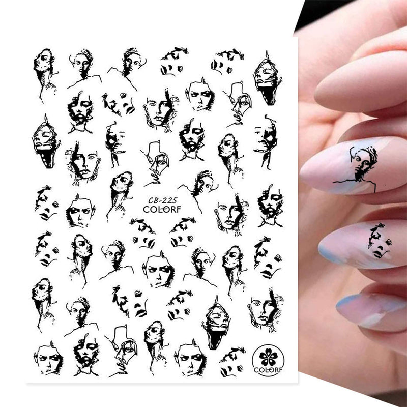 5 Sheet Art Nail Stickers Black and White Lines Fresh Art Young Cool Girls, Female Nails, Decorative Nail Accessories, Manicure Skills Simple and Fashionable - BeesActive Australia