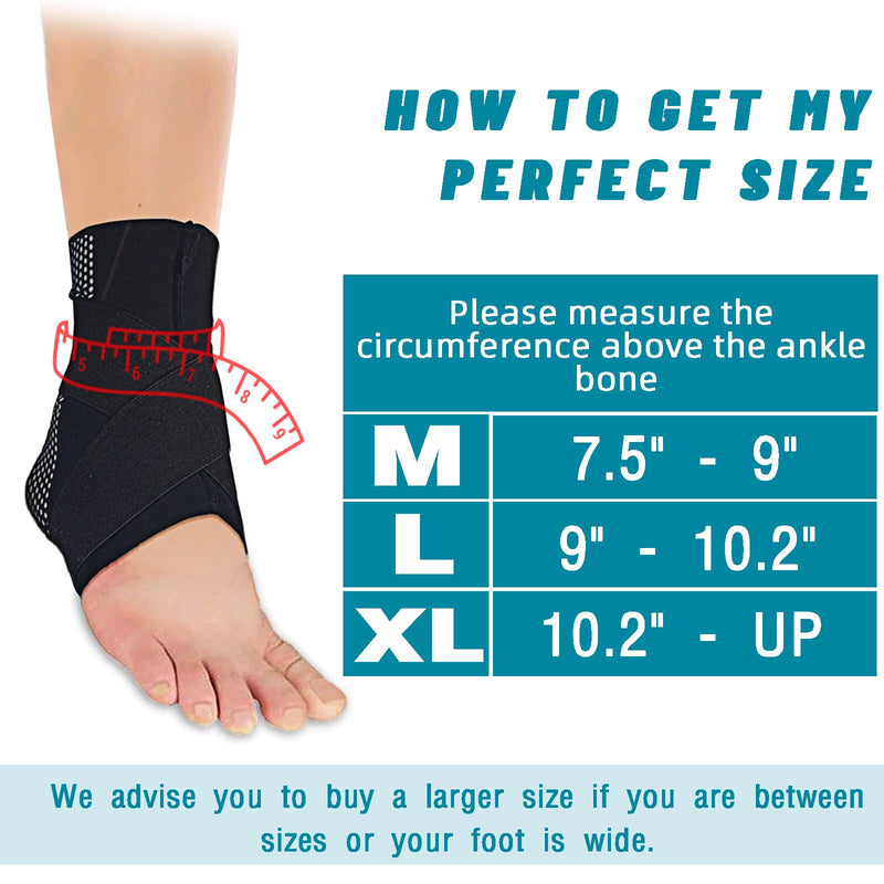 Seektop Ankle Support Brace for Women & Men,Ankle Compression Sleeve with Adjustable Strap,Breathable Ankle Wrap for Sprain, Achilles Tendonitis, Plantar Fasciitis,Pain Foot Medium - BeesActive Australia