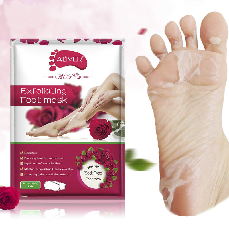 Foot Peel Mask, 3 Pack Set Peeling Foot Mask, Exfoliating Foot Peel Mask, for Calluses, Dead and Dry Skin, Repairs Rough Heels (Rose) - BeesActive Australia