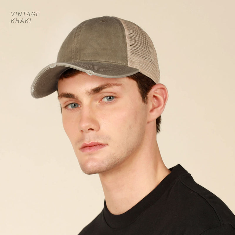 CHOK.LIDS Everyday Premium Washed Trucker Hat Unstructured Vintage Distressed Pigment Dyed Cap Adjustable Outdoor Headwear Vintage Red - BeesActive Australia