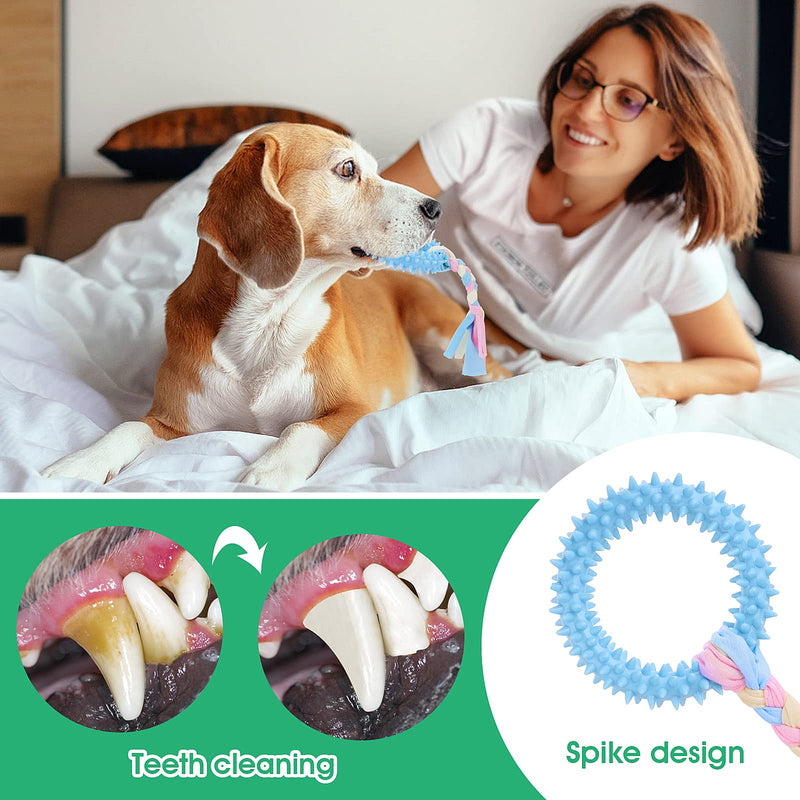Cobee Puppy Teething Chew Toys, 4 Pcs Puppy Toys with Interactive Cotton Ropes for Teething Small Dogs, Rubber Puppy Chew Toys Cute Small Dog Toys for Dogs Oral Teeth Soothe Itching Puppy Chew Toys - BeesActive Australia