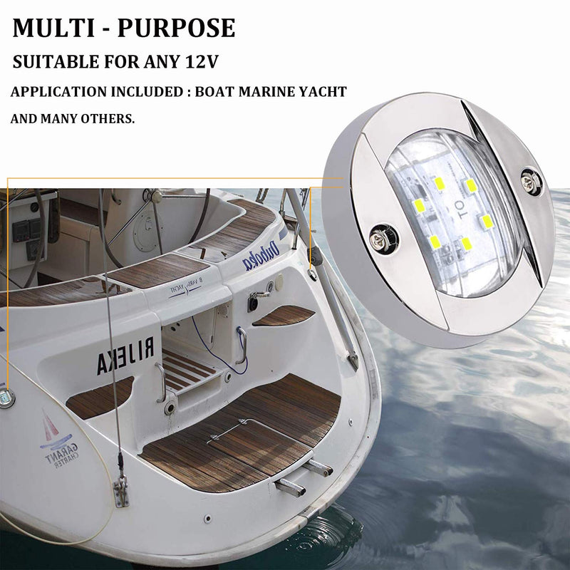 PSEQT 3'' Marine Boat Interior Lights,Round 12V Waterproof Deck LED Courtesy Light,White Stern Transom Anchor Light LED Night Fishing Lights Surface mount (2PCS) White - BeesActive Australia