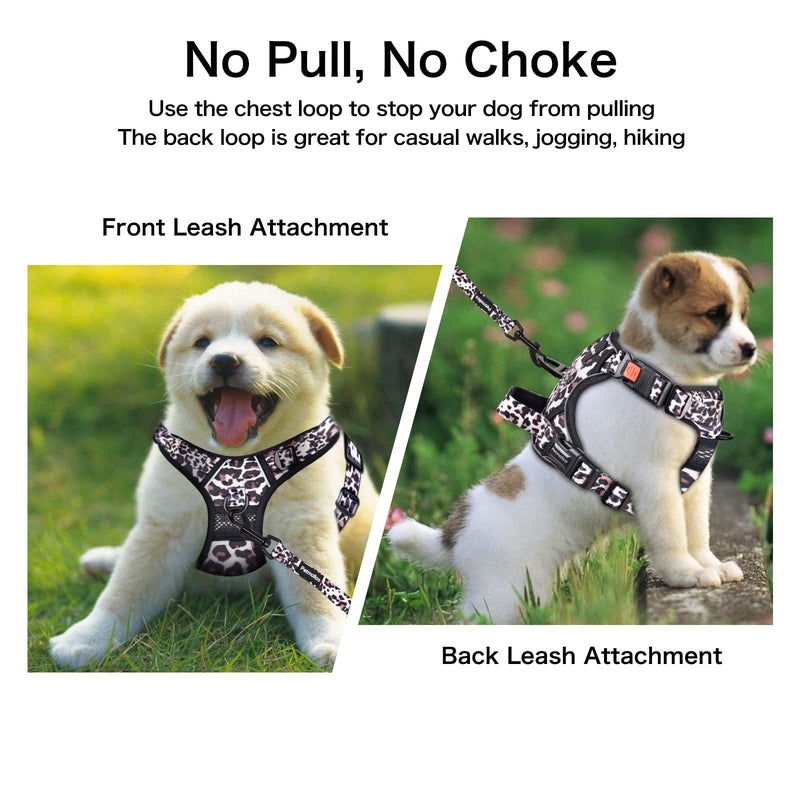 Petmolico No Pull Dog Harness Set, 2 Leash Attchment Easy Control Handle Reflective Vest Dog Harness and Leash Set with Poop Bag Holder Including Free Waste Bag for Small Medium Large Dogs Leopard - BeesActive Australia