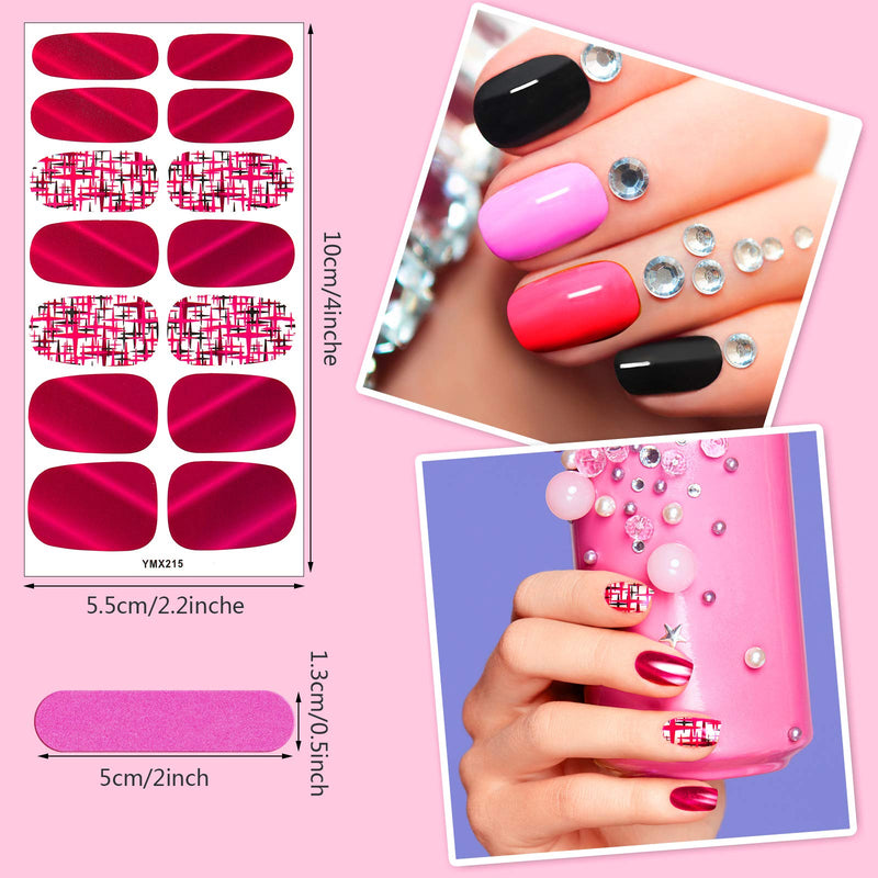 336 Pieces 24 Sheets Nail Polish Stickers Gradient Adhesive Nail Decals Glitter Full Wraps Nail Tip Stickers Nail Art Polish Decals with 2 Pieces Nail Files for Women Girls - BeesActive Australia
