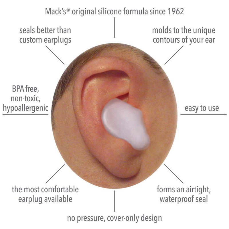 Mack's Pillow Soft Silicone Earplugs - 6 Pair (Pack of 2), Value Pack – The Original Moldable Silicone Putty Ear Plugs for Sleeping, Snoring, Swimming, Travel, Concerts and Studying 6 Pair (Pack of 2) - BeesActive Australia