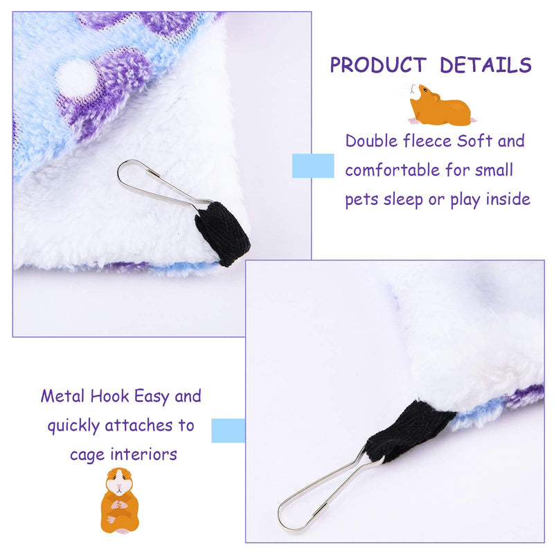 2 Pieces Rat Hammock and Guinea Pigs Soft Blankets Set Ferret Hanging Hammock Small Animal Hammock Guinea Pig Accessories Hamster Mats for Rat Ferret Guinea Pig Squirrel Small Pet Purple - BeesActive Australia