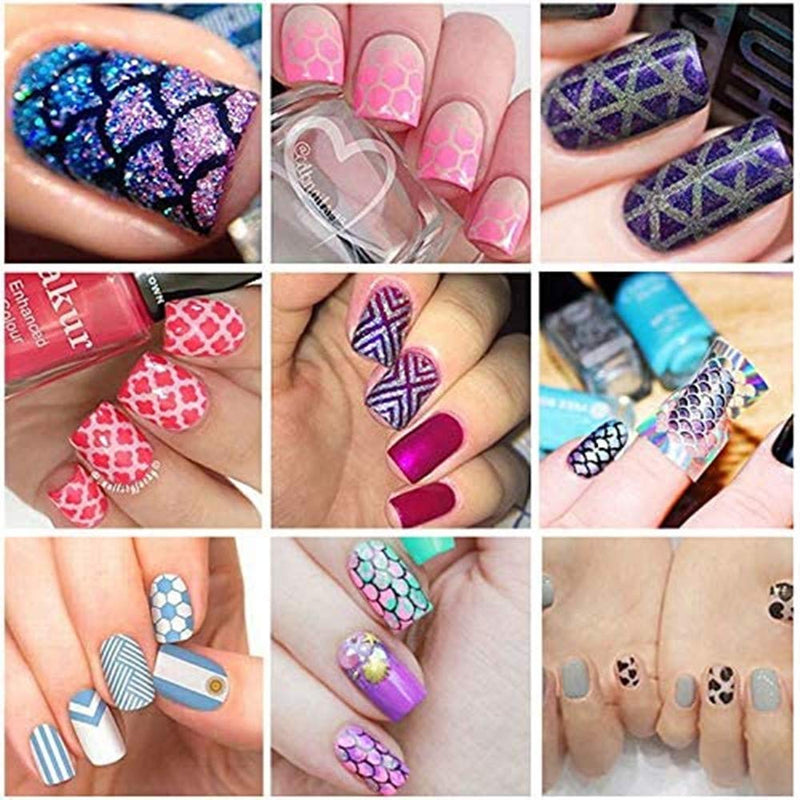 TOPBeauty 60 Pieces Nail Vinyls Stencil Stickers Set, 5 Sheets 60 Different Designs Cute Easy Nail Art Nail Vinyls Nail Stencil Sheets - BeesActive Australia