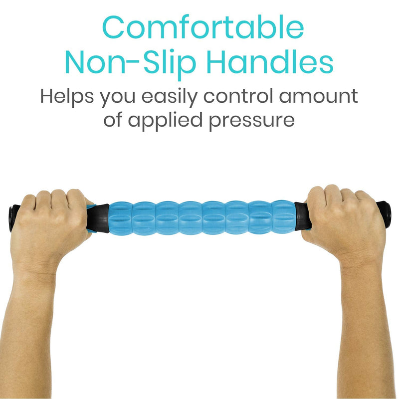 Vive Muscle Roller Stick - Body Massage for Deep Tissue - Massager for Sore Back, Neck, Leg, Foot, Arm, Yoga Exercise - Firm Rolling Tool for Workout, Runners, Athletes, Trigger Point Soreness Relief Black and Blue - BeesActive Australia