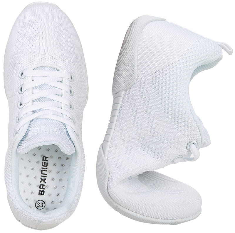 FUQIAO Girls White Cheerleading Shoes Lightweight Competition Sneakers Women Indoor Cheer Dance Shoe 3 Big Kid White 2122 - BeesActive Australia