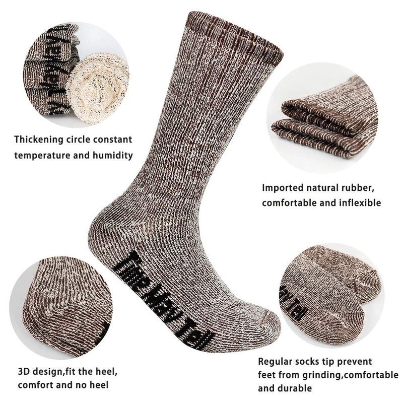 Time May Tell Mens Merino Wool Hiking Cushion Socks Pack (2/4 Pair ,6-13 Size) 2light Grey,2brown(4 Pairs) 5-9 - BeesActive Australia