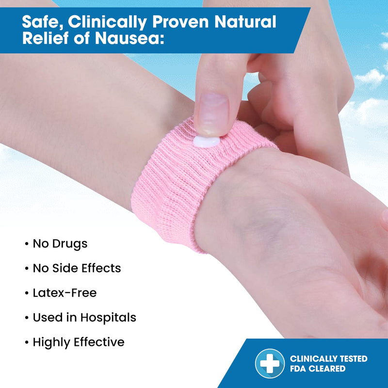 Anti-Sickness Travel Bands - Acupressure Wristbands for Motion Sickness and Nausea Relief (X1 Pair (Pink)) X1 PAIR (Pink) - BeesActive Australia