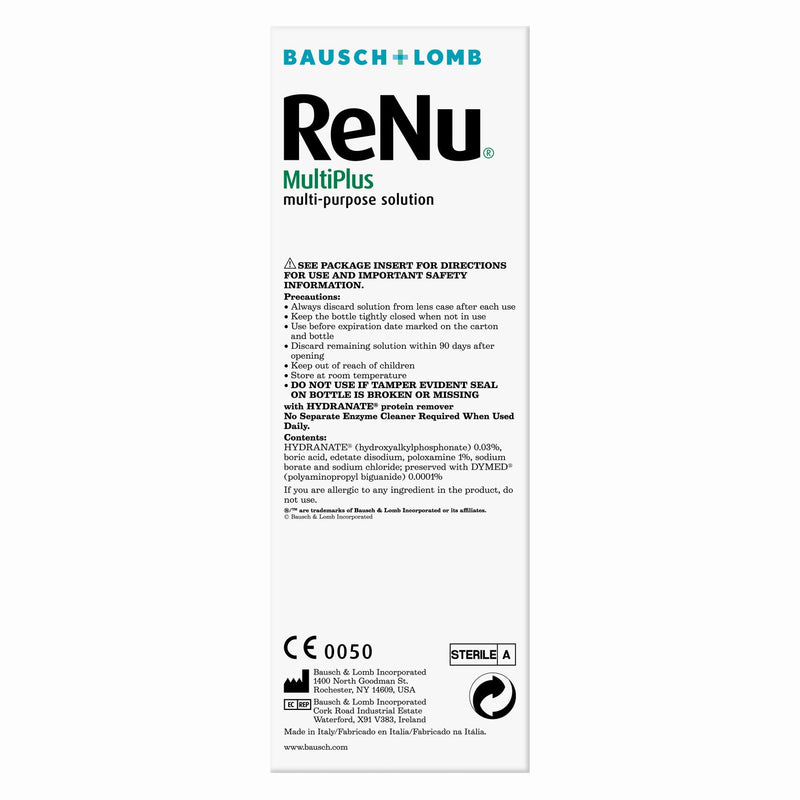 ReNu MultiPlus Multi-Purpose Contact Lens Solution, 240ml, for Soft Contact Lenses, Moisturise, Remove Protein, Clean, Disinfect, Lubricate, Rinse and Store Your Lenses, Lens Case Included Pack of 1 Single - BeesActive Australia