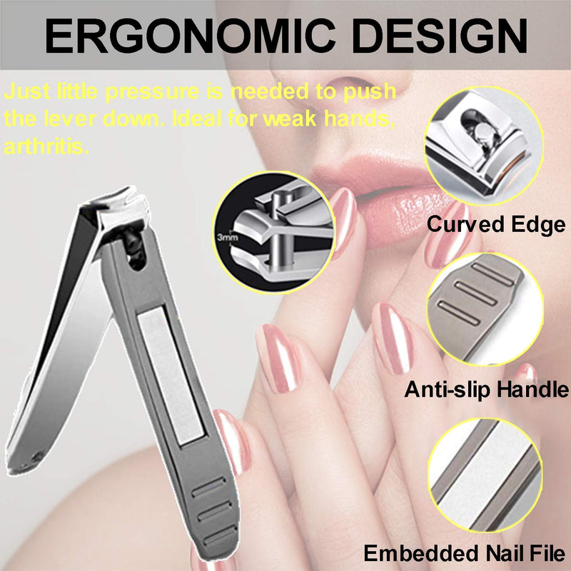 Toenail Clippers, Manicure Pedicure Set Ingrown Toenail Tools with Stainless Steel Fingernail Clippers Nail File Cuticle Pusher for Thick or Ingrown Nails Dead Skin Black - BeesActive Australia