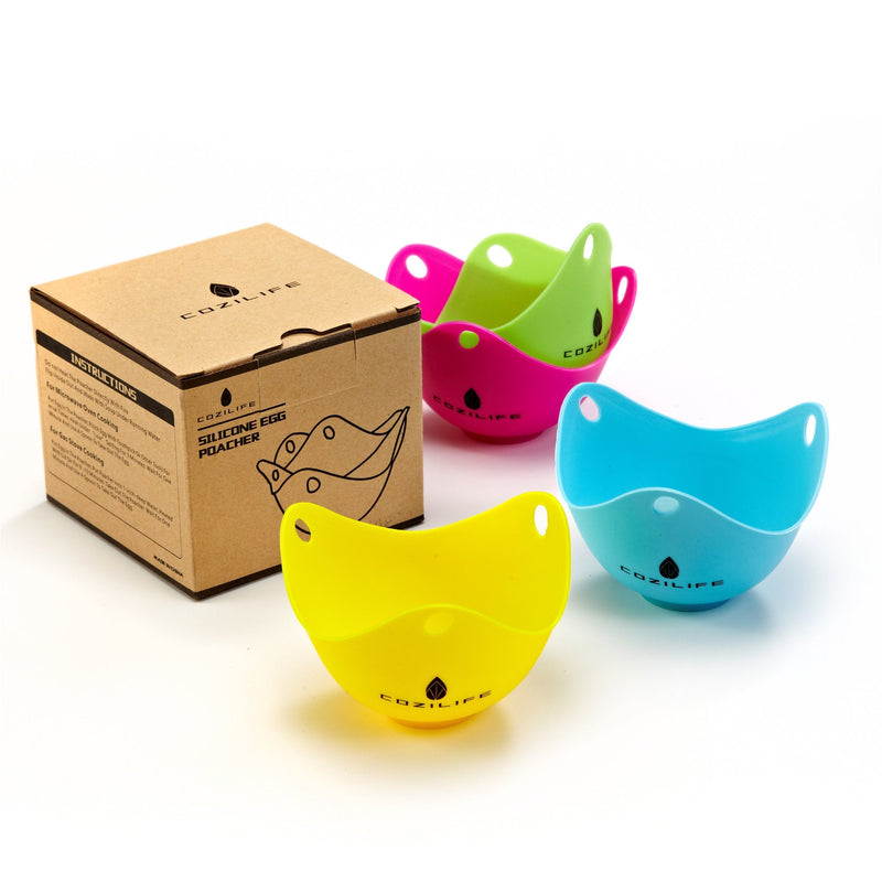 Egg Poacher – COZILIFE Silicone Egg Poaching Cups with Ring Standers, For Microwave or Stovetop Egg Cooking, Kraft Box Packing, BPA Free, Pack of 4 - BeesActive Australia