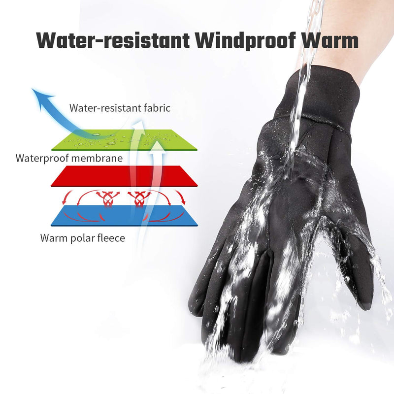 [AUSTRALIA] - Winter Gloves Touch Screen Water Resistant Thermal Glove for Running Cycling Driving Phone Texting Outdoor Hiking Windproof Warm Gifts for Men and Women Black Large (Men) -- X-Large (Women) 