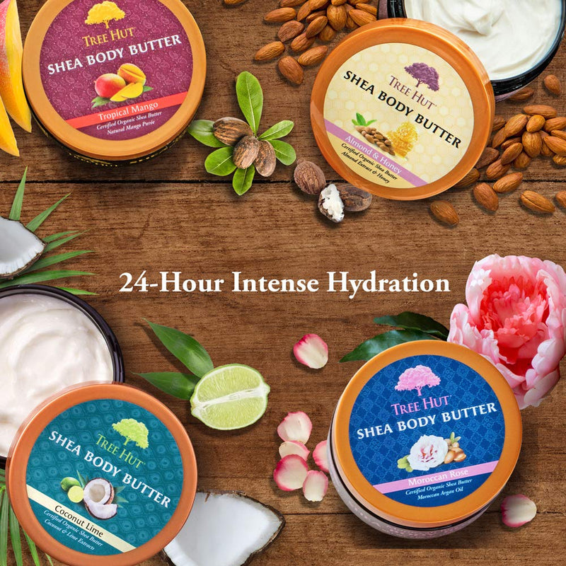 Tree Hut 24 Hour Intense Hydrating Shea Body Butter Moroccan Rose, 7oz, Hydrating Moisturizer with Natural Shea Butter for Nourishing Essential Body Care - BeesActive Australia