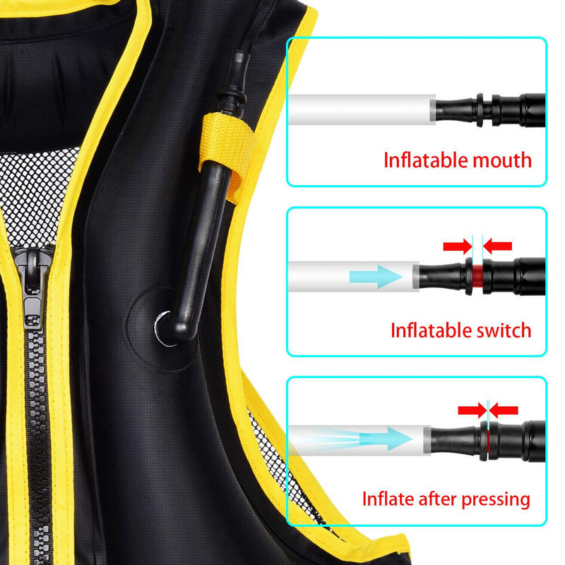 OMOUBOI Floatage Jackets Adult Lightweight Inflatable Snorkel Vest with Adjustable Leg Straps for Men Women Suitable for 90-220lbs for Outdoor Water Sports Black - BeesActive Australia