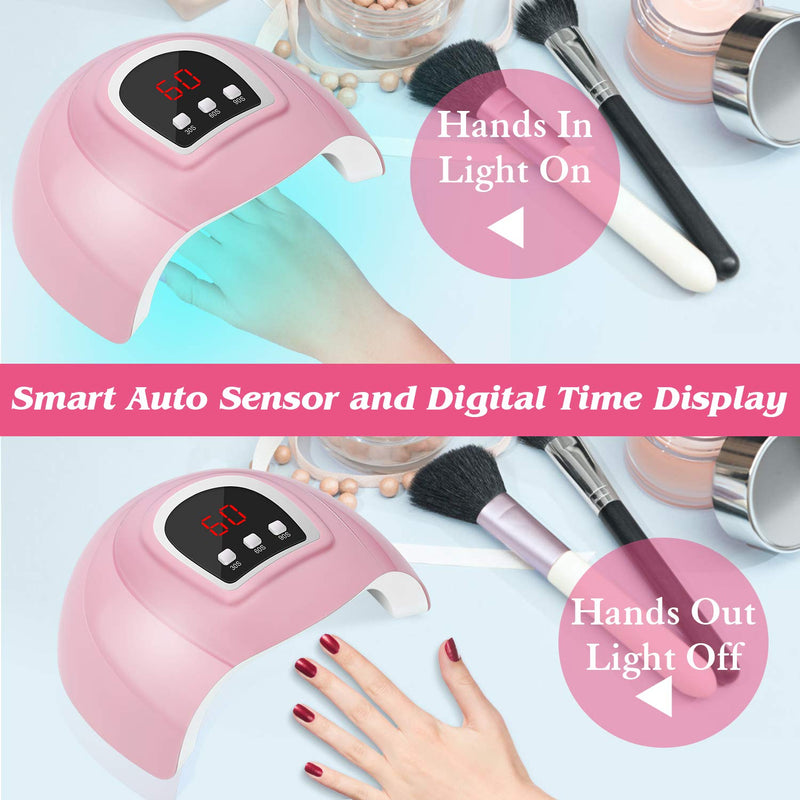 LED Nail Lamp, Professional Nail Dryer 54W, Portable Nail Dryer with Timer/Sensor/LCD Display Suitable for Fingernails and Toenails, Home and Salon - BeesActive Australia