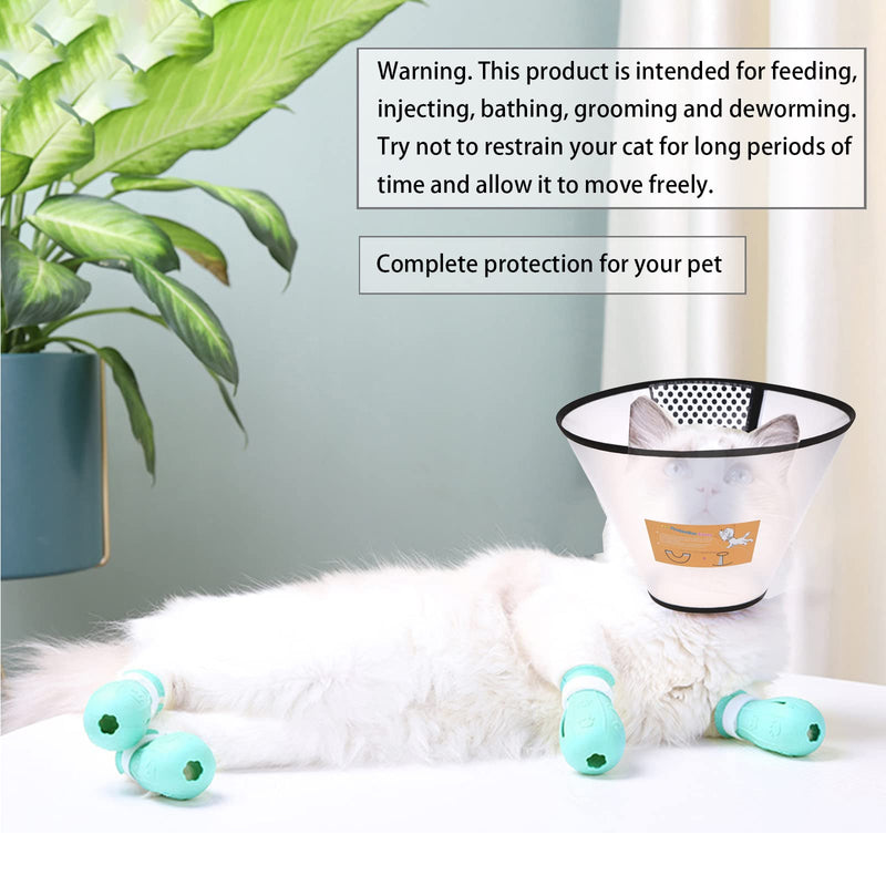 MSMUOEZ Anti-Scratch Silicone cat Shoes,Cat Claw Covers,Cat Shower Net Bag,Cat Bathing Bag, Cat Grooming Mesh Bag,Cat Cone, Protective Cat Recovery Collar 3 - BeesActive Australia