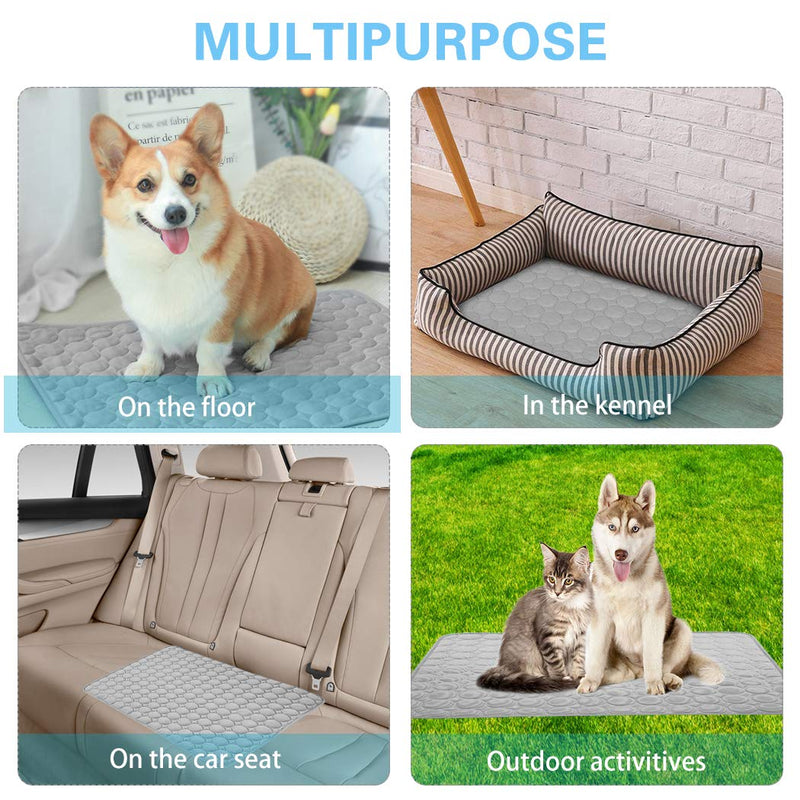 Pet Cooling Mat for Dogs Cats-Ice Silk Dog Cooling Mats, Summer Dog Cooling Pads, Dog Crate Mat Cat Cooling Mat, Portable & Washable Pet Cooling Blanket for Kennel/Sofa/Bed/Floor/Car Seats 40x28IN Grey - BeesActive Australia