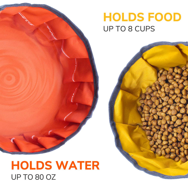 LumoLeaf Collapsible Dog Bowls, Large 68oz/80oz Lightweight Foldable Travel Bowl 10 Cups, Portable Water and Food Bowls for Pets Dogs with Zipper Orange and Yellow - BeesActive Australia