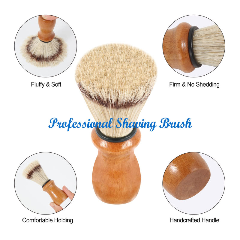 Genixart Shaving Brush, Selected Horsehair Bristle Shave Brush, Handmade Shaving Brushes for Men with Varnished Wooden Handle (1 pc Gift Pack) 1 - BeesActive Australia