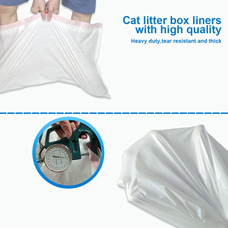 Cat Litter Box Liners Disposable Drawstring Poop Bags 10 Count/Box,Easy To Clean, Leak-Proof, Thickened Durable, Heavy Duty,Less Prone To Tearing,Unscented (XL), White - BeesActive Australia