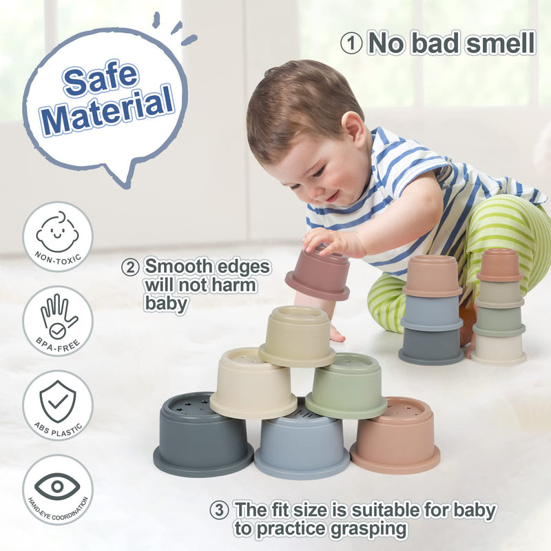 Flypear Stacking Cups Toy for Baby 6-12 Months, 8PCS Nesting Cups Set for Toddler 1-3, Kids Bathing and Counting Stackable Toy for Early Educational Learning, Best Gift for Boys and Girls Original - BeesActive Australia