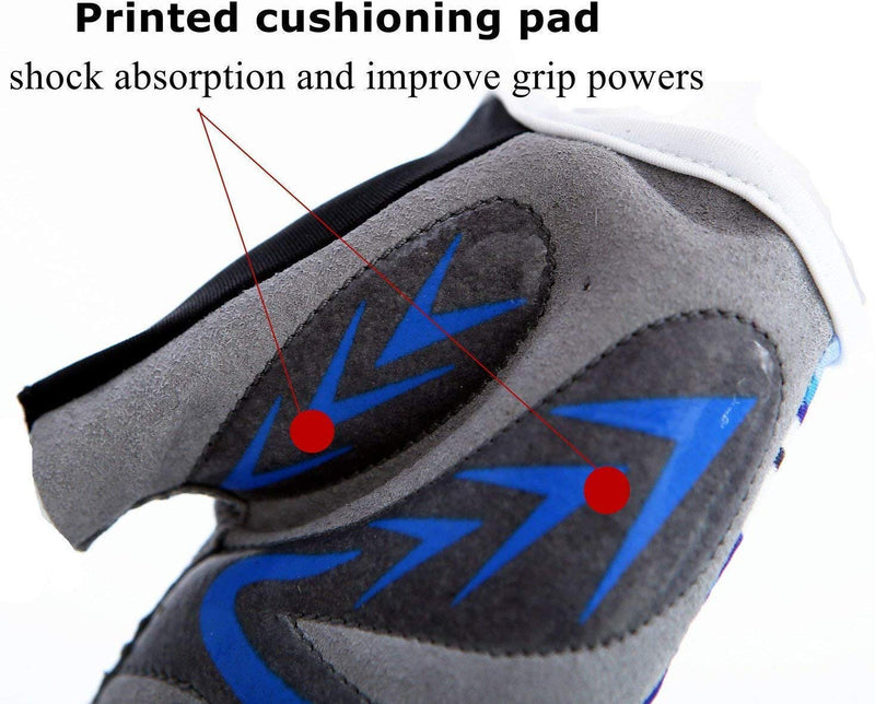 Kids Junior Cycling Gloves Outdoor Sport Road Mountain Bike, Fit Boy Girl Youth Age 2-10, Gel Padding Bicycle Half Finger Pair Blue X-Large - BeesActive Australia