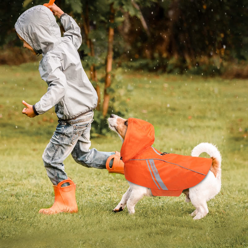 VIVAGLORY Dog Raincoat for Small Medium Large Dogs, Easy on & Off Pet Rain Clothes with Storage Bag, Reflective Lightweight Breathable Dogs Safety Vest Jackets for Outdoor Adventures, Walking, Hunting S (18"-22" chest girth) Orange - BeesActive Australia