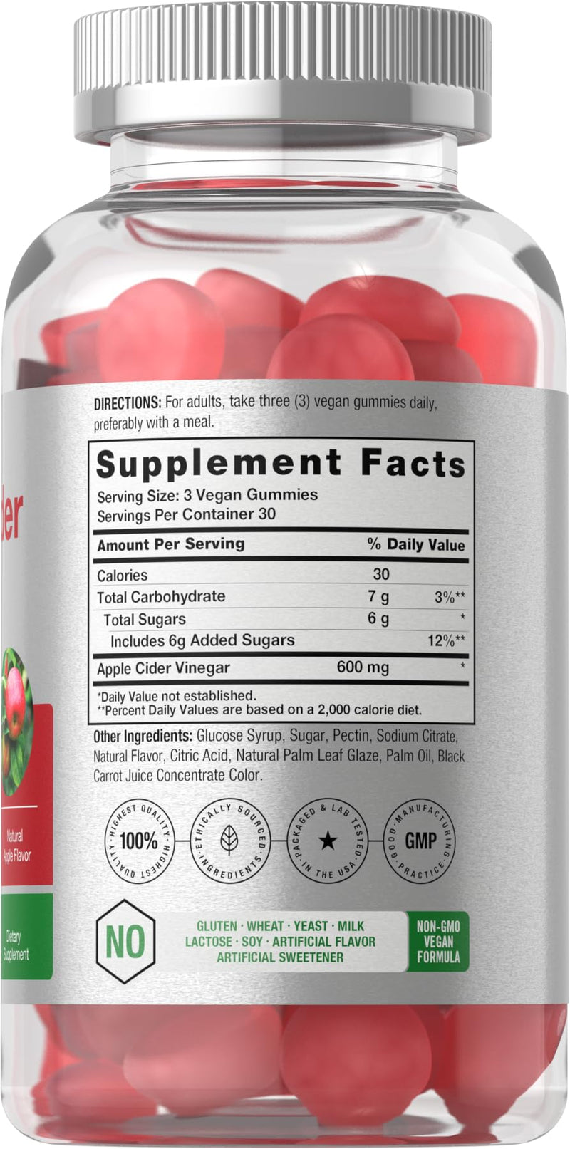 Vegan Apple Cider Vinegar Gummies | 90 Count | ACV Supplement | Natural Apple Flavor | Non-GMO, Gluten Free Gummies for Adults | by Horbaach - BeesActive Australia