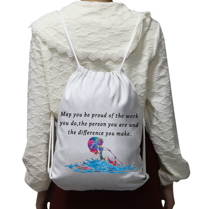 G2TUP Swimming Drawstring Backpack Swimmer Gift May You Be Proud Of The Work You Do Swim Lover Drawstring Bag (Swim Backpack) Swim Backpack - BeesActive Australia