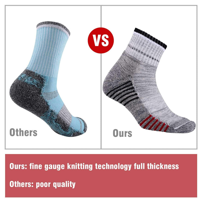 Men's Hiking Walking Socks, FEIDEER Multi-Pack Wicking Cushioned Outdoor Recreation Hiking Crew Socks Black - Quarter 10-13 - BeesActive Australia