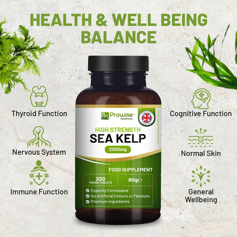 Sea Kelp 2000mg 200 Vegan Tablets | Natural Source of Iodine | Premium Ingredients | Proudly Made in The UK by Prowise - BeesActive Australia