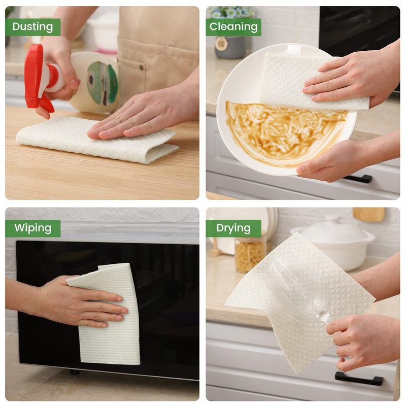Homaxy Swedish Dishcloths for Kitchen, 10 Pack Reusable and Eco-Friendly Cellulose Sponge Cloths Dish Towels, Absorbent and No Odor Paper Towels for Dishes ＆ Counters, White Pack of 10 - BeesActive Australia