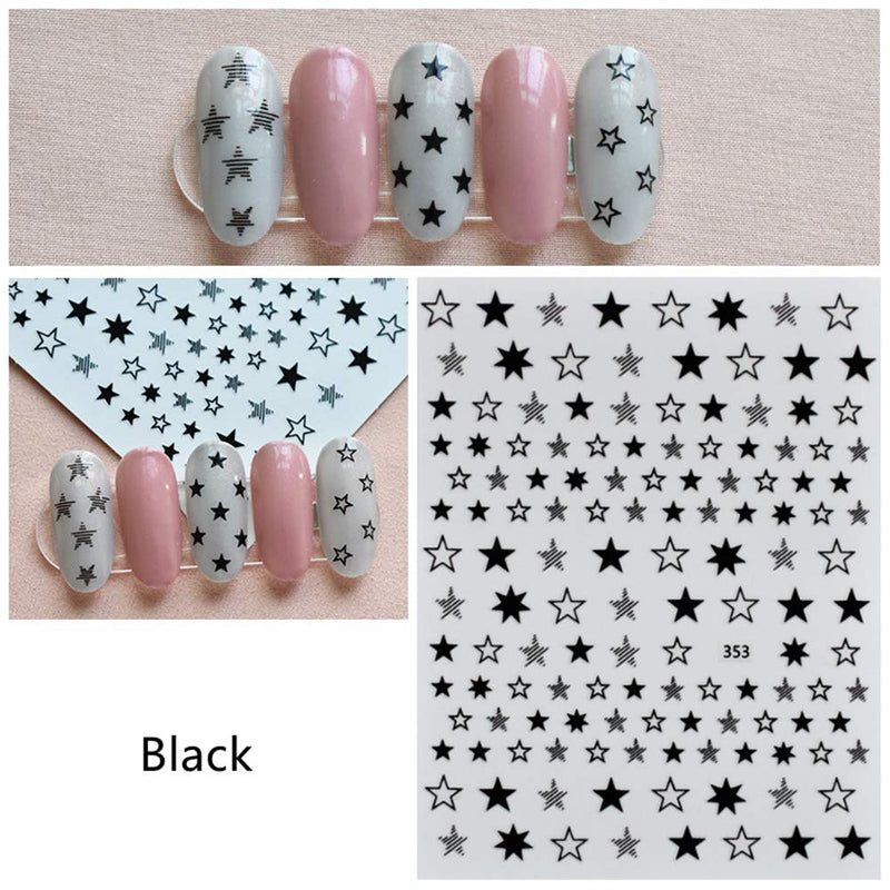 Jmassyang 7 Sheets 3D Star Nail Art Stickers Self-Adhesive Nail Art Decals Holographic Laser Nail Art Supplies Stars Stickers Glitter Shiny for DIY Nail Supplies Nail Decoration - BeesActive Australia