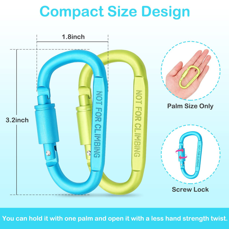 Craebuer 4 Pack Carabiner Clip, 3 inch Aluminum D-Ring Shape Locking Carabiners, Snap Hook Sport Accessories for Outdoor Camping Hiking - BeesActive Australia