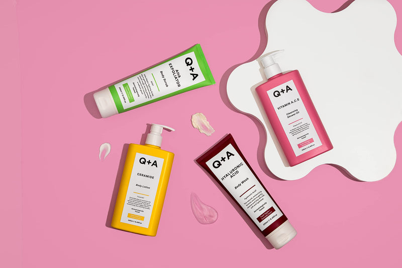 Q+A AHA Exfoliator Body Scrub for Rejuvenating Body Care, a blend of AHA�s Lactic Acid and Glycolic Acid combined with exfoliants, improves skin texture and promotes soft and supple skin, 250ml - BeesActive Australia