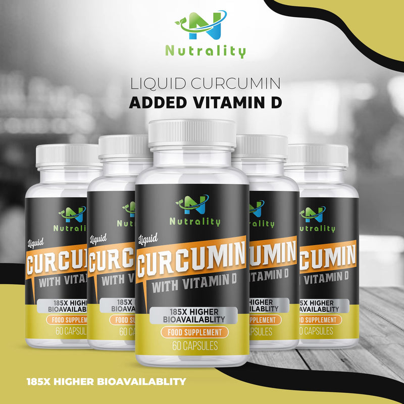 Nutrality Liquid Turmeric Curcumin Supplement, 1000mg per Serving, NovaSOL Extra Strength and Bioavailable Natural Anti-Inflammatory with Vitamin D3 - BeesActive Australia