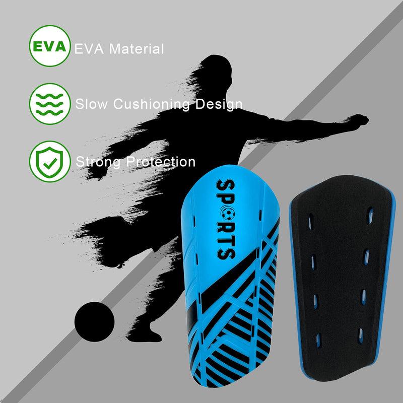 Soccer Shin Guards for Kids Youth, Shin Guard and Shin Guard Sleeves for Boys and Girls for Football Games EVA Cushion Protection Reduce Shocks and Injuries G-Blue03+Black03 Large - BeesActive Australia