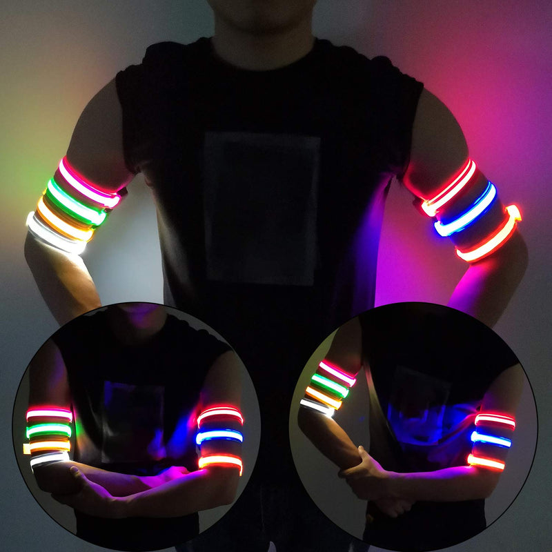 2 Pack LED Armband, USB Chargeable for Running Cycling Exercising Glow Light up in Dark Night Running Gear Safety Reflective Sports Event Wristbands Green - BeesActive Australia