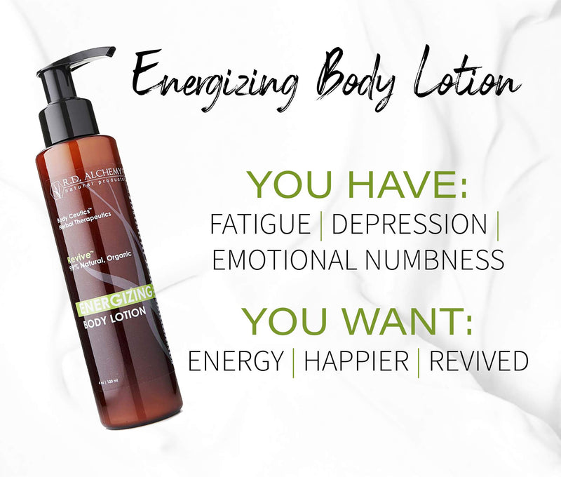 99% Natural & Organic Energizing Body Lotion for Fatigue, Depression, or Emotional Numbness. Extracts of St. John's Wort, Rosemary, Ginkgo & more Energize, Revive & Uplift You for an Enhanced Mood. - BeesActive Australia