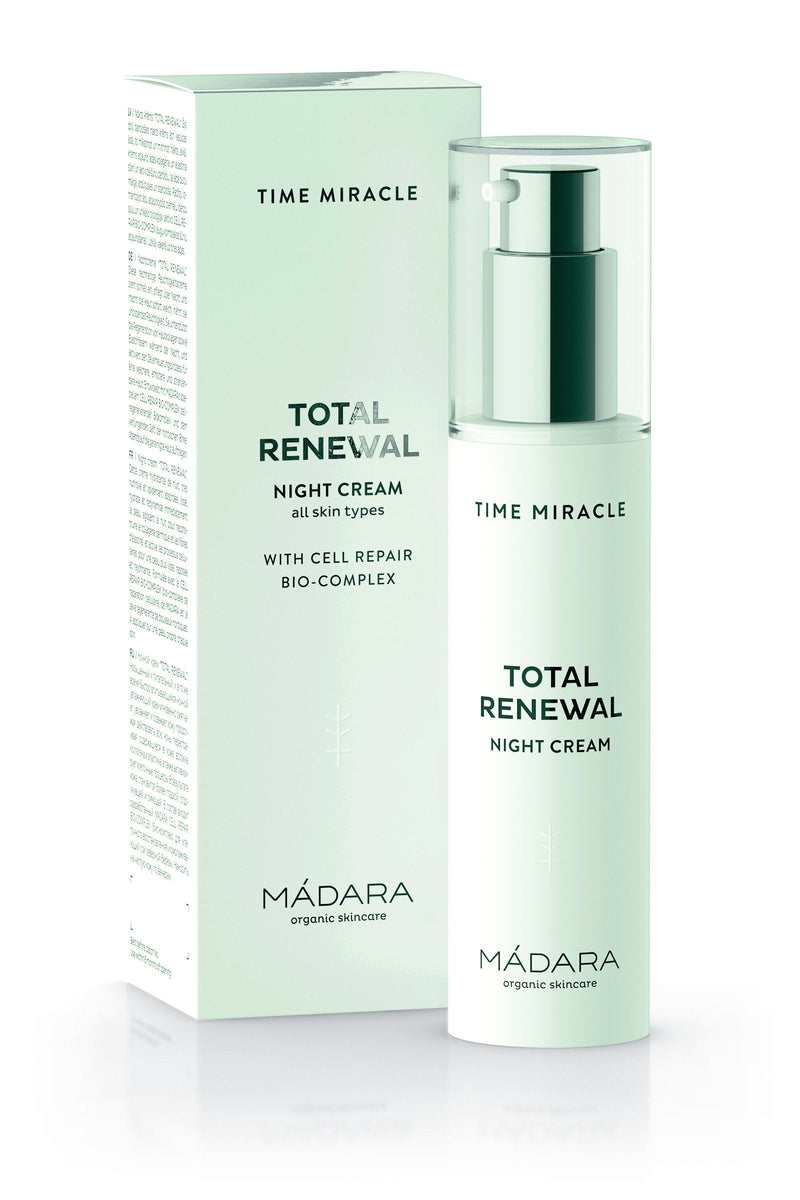 MÁDARA Organic Skincare | Time Miracle Total Renewal Night Cream - With multi-molecular Hyaluronic Acid and balancing Physio-Zinc, Based on Northern Birch Water, Vegan, Ecocert certified, 1.69 oz - BeesActive Australia