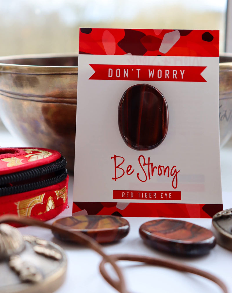 Red Tiger Eye Crystal Worry Thumb Stone Meditation Spiritual Stress Relief Gift Birthday Healing Energy Reiki Chakra Red Tiger Eye - BeesActive Australia