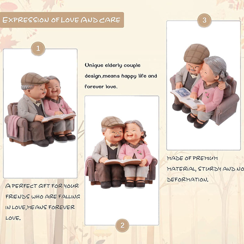 HOWADE Loving Elderly Couple Figurines,Love Lasts Resin Couple Figurine,Grandparents Couples Elderly Life Decorative Statue Ornaments for Wedding Anniversary Home Birthday (Reading Style) Reading Style - BeesActive Australia