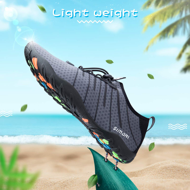 SIMARI Water Shoes Womens Mens Swim Beach Pool Aqua Sports Quick Dry Barefoot Diving Surf Walking 11.5 Women/10 Men 1b-gray With Shoelace - BeesActive Australia