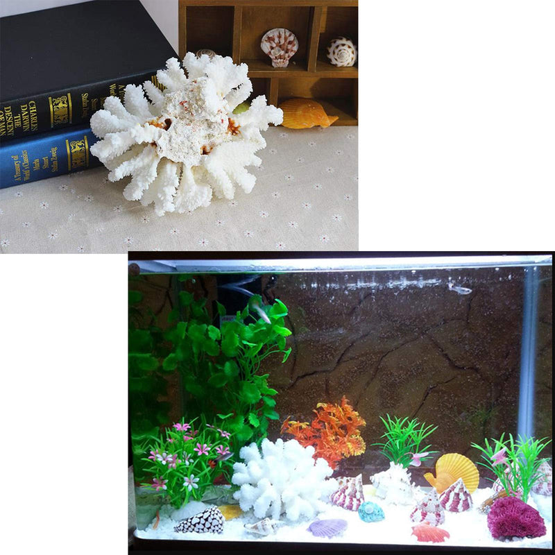 Pack of 2 Artificial Coral Ornament, Aquarium Resin Coral Decor Underwater Sea Plants Fish Tank Decoration Aquarium Plants White - BeesActive Australia