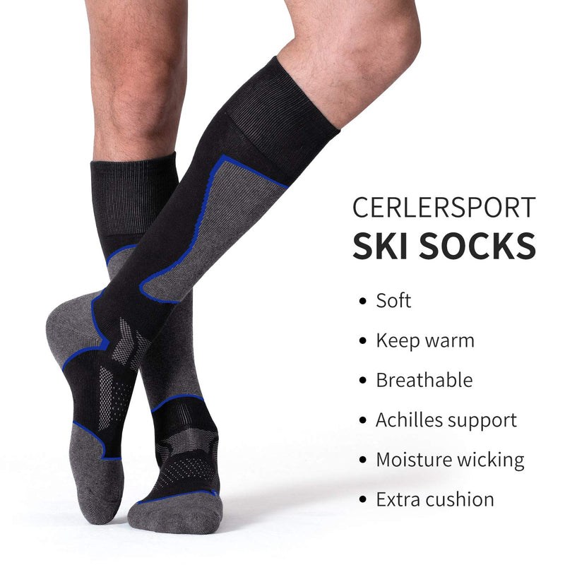 CelerSport 2 Pack Men's Ski Socks for Skiing, Snowboarding, Cold Weather, Winter Performance Socks Black+blue Shoe Size: 7-9 - BeesActive Australia